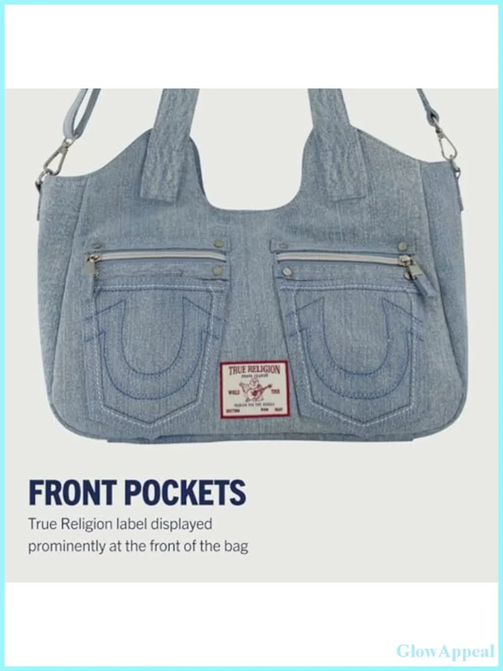 True Religion Satchel Crossbody Purse Handbag Horseshoe Logo Stitching